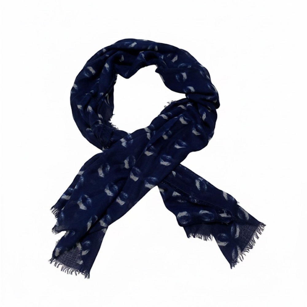 Navy Blue Tie Dye Patterned Woman’s Lightweight Scarf